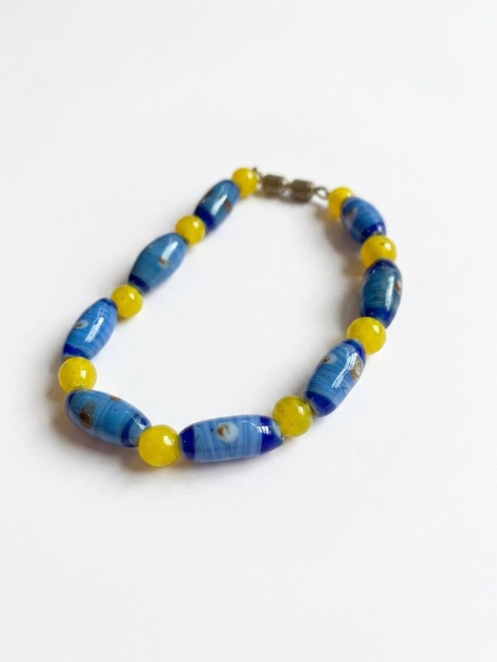 Artisanal Murano-Style Evil Eye Glass Bead Bracelet